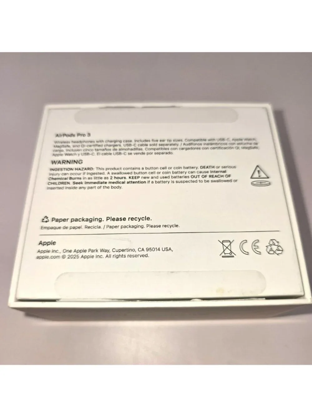 Apple AirPods Pro 3 BOX ONLY Wireless Earbuds White VR9012